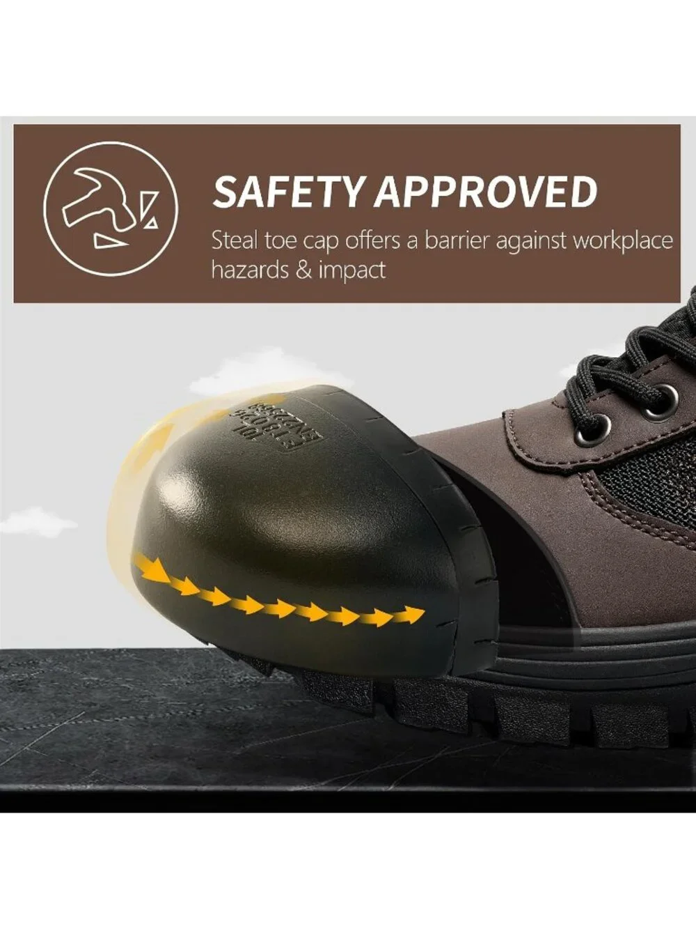 Men's Brown Waterproof Shoes Solid High Top Steel Toe Non Slip Hiking Boots